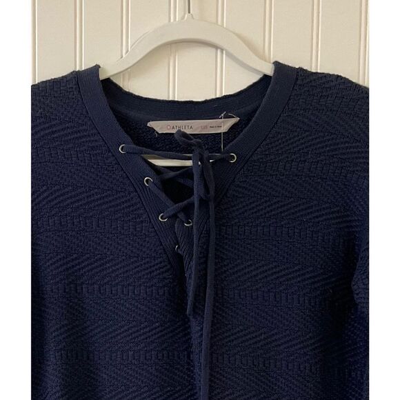 Athleta sweater navy texture knit with tie front XXS - Picture 3 of 4